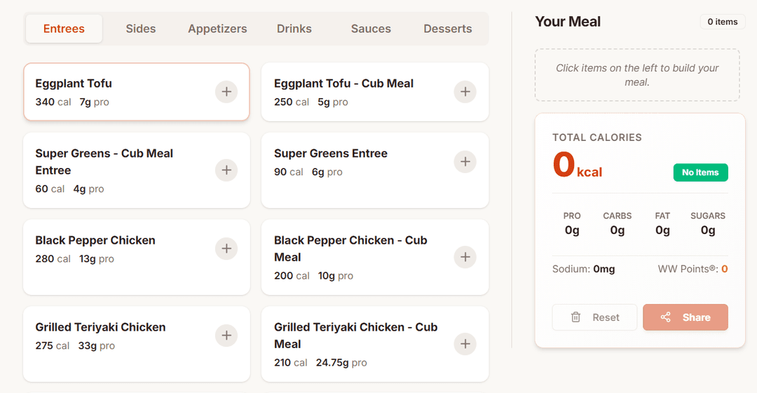 Panda Express Nutrition Facts Calculator - Image 1